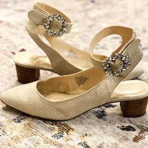 NINE WEST SHOES WITH ORNATE BUCKLE STRAP
